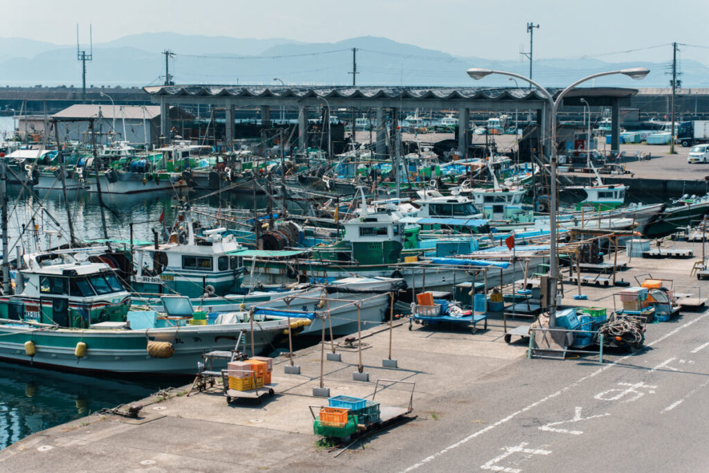 雑賀崎港の漁船